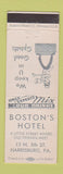 Matchbook Cover - Boston's Hotel Harrisburg PA