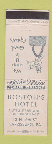 Matchbook Cover - Boston's Hotel Harrisburg PA