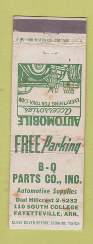 Matchbook Cover - BQ Pars Fayetteville AR WORN