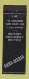 Matchbook Cover - Anna Maria Italian Restaurant Allentown PA