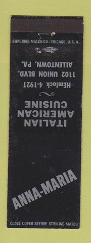 Matchbook Cover - Anna Maria Italian Restaurant Allentown PA