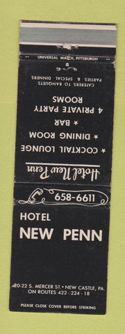 Matchbook Cover - Hotel New Penn New Castle PA WEAR