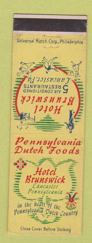 Matchbook Cover - Hotel Brunswick Lancaster PA