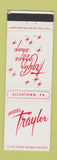 Matchbook Cover - Hotel Traylor Allentown PA coffee shop