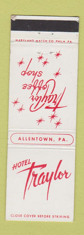 Matchbook Cover - Hotel Traylor Allentown PA coffee shop