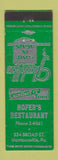 Matchbook Cover - Hofer's Restaurant Montoursville PA
