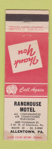 Matchbook Cover - Ranchouse Motel Allentown PA WEAR
