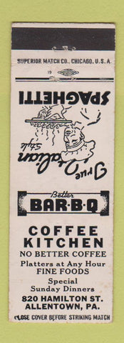 Matchbook Cover - Coffee Kitchen Allentown PA Italian BBQ