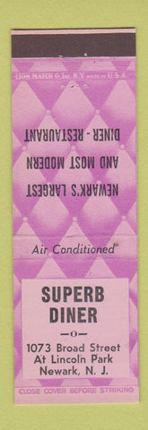 Matchbook Cover - Superb Diner Newark NJ