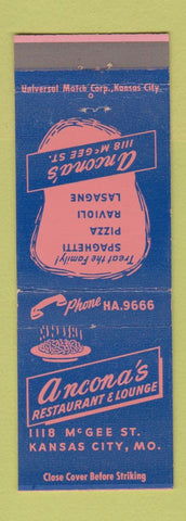 Matchbook Cover - Ancona's Restaurant Italian pizza Kansas City MO