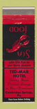 Matchbook Cover - Ted Mar Hotel Cambridge Springs PA