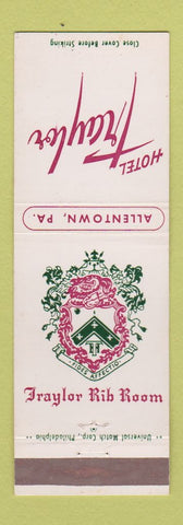 Matchbook Cover - Hotel Traylor Allentown PA Traylor Rib Room