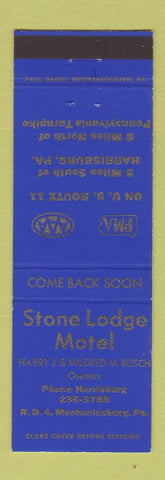 Matchbook Cover - Stone Lodge Motel Mechanicsburg PA