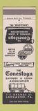 Matchbook Cover - Conestoga Savings Loan Lancaster PA