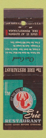 Matchbook Cover - Erie Restaurant Erie PA