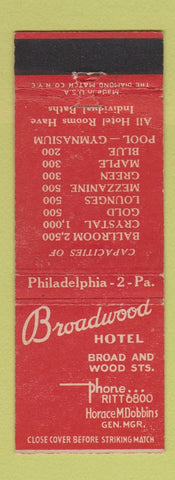 Matchbook Cover - Broadwood Hotel Philadelphia PA