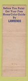 Matchbook Cover - Lawrence Paint Spencer Glass New Castle PA WEAR