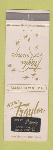 Matchbook Cover - Hotel Traylor Allentown PA Traylor Perry Gift Shop STICKER