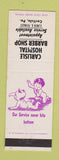 Matchbook Cover - Carlisle Hospital Barber Shop PA