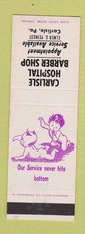 Matchbook Cover - Carlisle Hospital Barber Shop PA