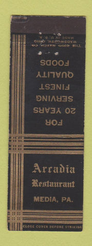 Matchbook Cover - Arcadia Restaurant Media PA