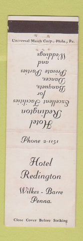 Matchbook Cover - Hotel Redington Wilkes Barre PA WEAR