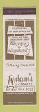 Matchbook Cover - Adam's Catering Philadelphia PA