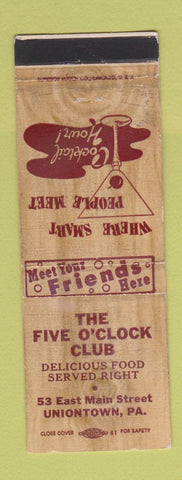 Matchbook Cover - Five O'Clock Club Uniontown PA WEAR