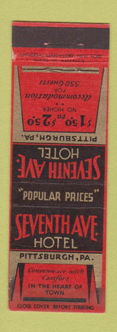 Matchbook Cover - Seventh Ave Hotel Pittsburgh PA WEAR