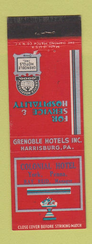 Matchbook Cover - Colonial Hotel York PA Grenoble