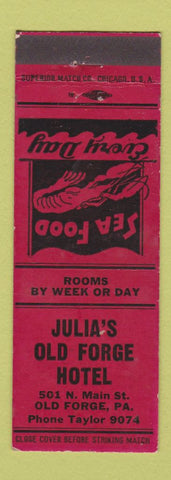 Matchbook Cover - Julia's Old Forge Hotel Old Forge PA