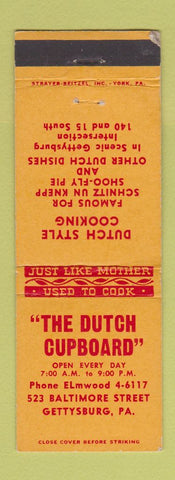 Matchbook Cover - The Dutch Cupboard Gettysburg PA