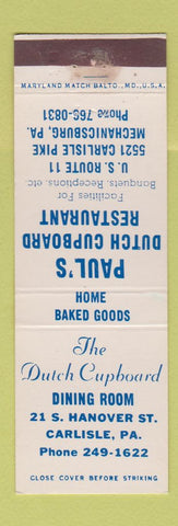 Matchbook Cover - Paul's Dutch Cupboard Mechanicsburg Carlisle PA WEAR