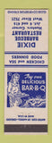 Matchbook Cover - Dixie BBQ Restaurant Hunters Corner West River? Girlie