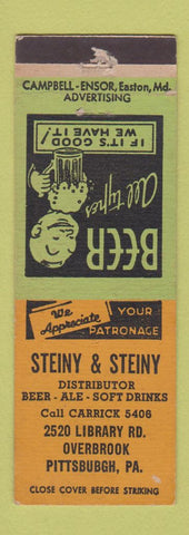 Matchbook Cover - Steiny and Steiny Pittsburgh PA WORN
