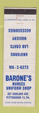 Matchbook Cover - Barone's Nurses Uniform Shop Pittsburgh PA WEAR
