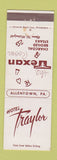 Matchbook Cover - Hotel Traylor Allentown PA Texan Room