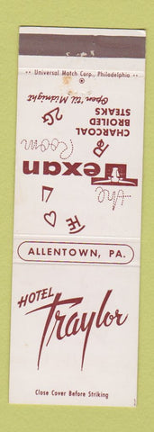 Matchbook Cover - Hotel Traylor Allentown PA Texan Room