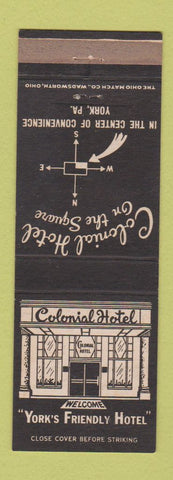 Matchbook Cover - Colonial Hotel York PA