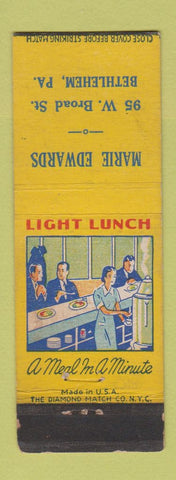 Matchbook Cover - Marie Edwards Restaurant Bethlehem PA WEAR
