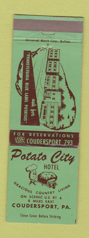 Matchbook Cover - Potato City Hotel Coudersport PA