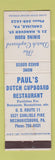 Matchbook Cover - Paul's Dutch Cupboard Mechanicsburg Carlisle PA #1