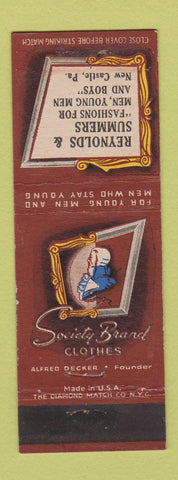 Matchbook Cover - Society Brand Men's Clothes Reynolds Summers New Castle PA
