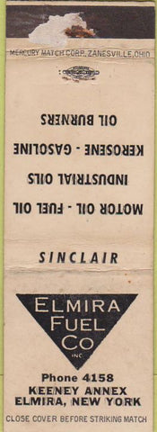 Matchbook Cover - Elmira Fuel Co oil gas NY WORN