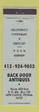 Matchbook Cover - Back Door Antiques New Castle PA WEAR