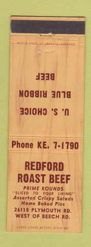 Matchbook Cover - Redford Roast Beef