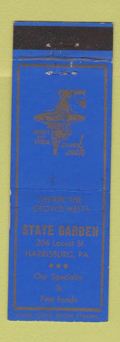 Matchbook Cover - State Garden Harrisburg PA restaurant