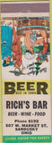 Matchbook Cover - Rich's Bar Sandusky OH hillbilly