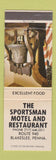 Matchbook Cover - Sportsman Motel Restaurnt Blakeslee PA