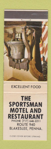 Matchbook Cover - Sportsman Motel Restaurnt Blakeslee PA